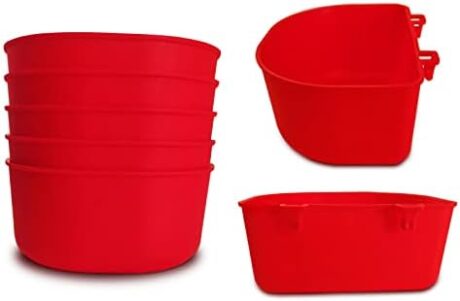5 Pack Cage Cups Chicken Birds Feeder Water Bowl 25 OZ Rabbit Feeding Watering Dish for Travel Carrier Cat Puppy Food Dispenser Hanging Wire Cages Treats Box Seed Drinking Coop Cup Birdbath