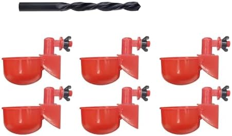 6 Chicken Water Cup Set, No Waste Automatic Chicken Water Feeder with Hole Saw for Buckets, Barrels, Bins…