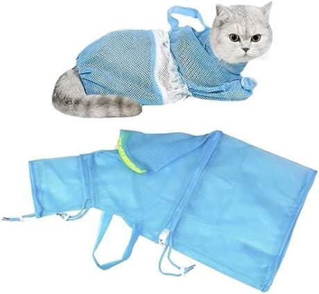 Cat Bathing Bag Shower Wash Net Cat Grooming Bag Anti Bite Anti Scratch Restraint Bag Restraint Bag Breathable Mesh Cat Grooming Bag for Shower Injection
