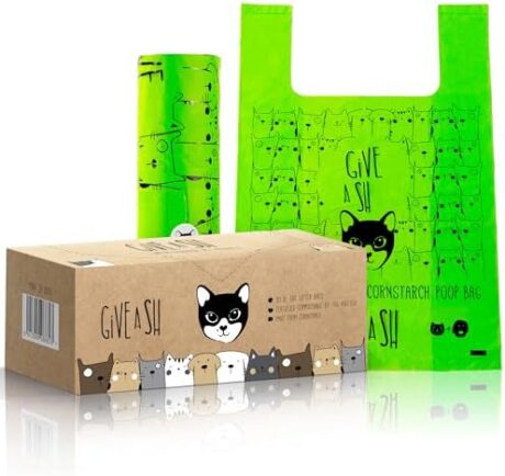 Certified Home Compostable Cat Litter Bags For Poop - 10% to Charity, Cornstarch-Based Cat Poop Bags for Cleaning Up Litter Trays - NF T51-800 Compliant (30 Extra Large Disposable Litter Bags)