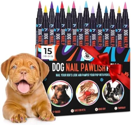 Dog Nail Polish Pens Quick Dry 15 Colors - Pet Nail Polish for Dogs or Cats, Easy Application Dog Safe Nail Polish, Fast Dry Dog Polish - Great Girl Dog Accessories, or a Puppy Nail Pawlish Set