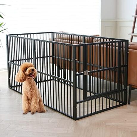 Dog Playpen 31.5" Height Puppy Pen, Heavy Duty Dog Fence with Door, Safe and Sturdy Dog pens, Easy Assemble for Outdoor Indoor pet playpen (6 Panels with Door, Black)