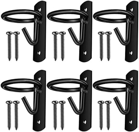 Dunzy 6 Pcs Bucket Hooks for Horses Equestrian Bucket Hook Metal Water Bucket Hangers Horse Stalls Feed Bucket Barn Farmhouse Supplies (Black)