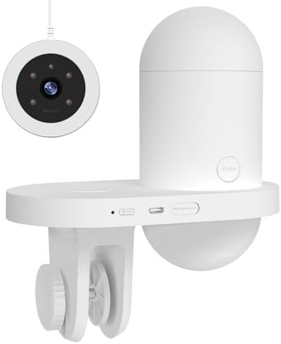 EC Technology Automatic Fish Feeder with 2K Camera, APP Control Auto Fish Feeder, Two Food Export Parts, Infrared Vision Fish Feeder Automatic Dispenser, Precision Feed for Fish Tank and Aquarium