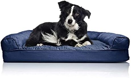 Furhaven Orthopedic Dog Bed for Large/Medium Dogs w/ Removable Bolsters & Washable Cover, For Dogs Up to 55 lbs - Quilted Sofa - Navy (Blue), Large
