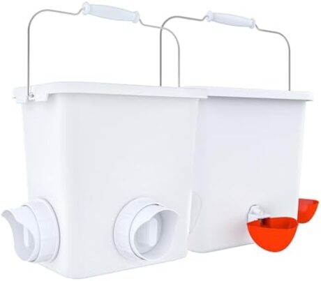 Large Automatic Chicken Feeder and Waterer Set Hanging Chicken Water Feeder Poultry Feed Bucket
