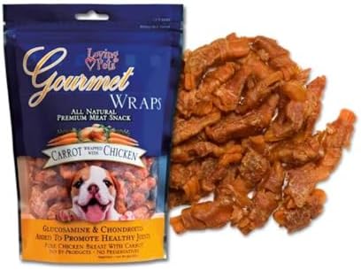 Loving Pets Gourmet All Natural Premium Carrot and Chicken Wraps with Glucosamine and Chondroitin, Dog Treats, 6oz
