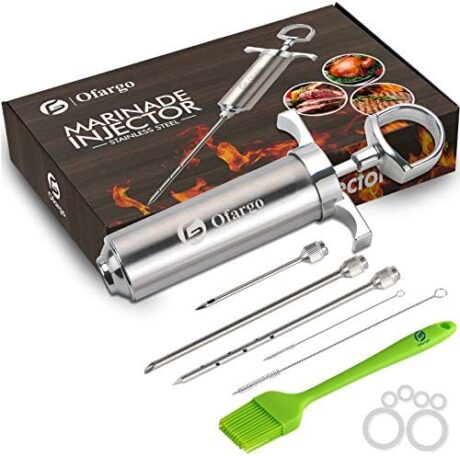 Meat Injector, Meat Injectors for Smoking with 3 Marinade Food Injector Syringe Needles, Injector Marinades for Meats, Turkey, Brisket; 2-oz Capacity