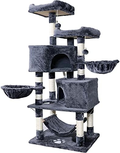 NEGTTE Cat Tree for Indoor Cats- Multi-Level Cat Tree for Big Cats -Cat Condo Big - Cat Climbing Tower-Pet Play House
