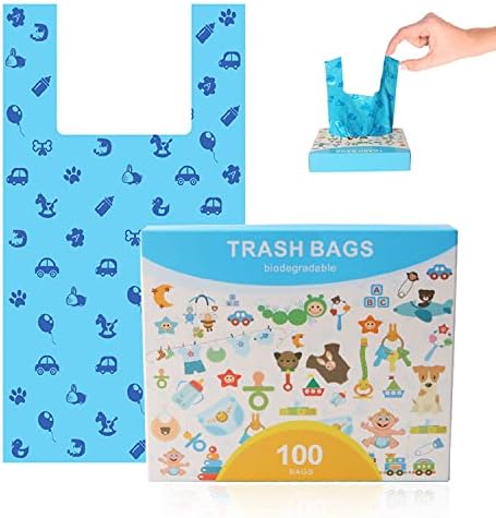 Odor Sealing Cat Litter Poop Clump Pick-Up Bags with Handles Scoop Tie Bags Dog Waste Bag, Leak Proof Pet Disposal, Unscented, 100 bags