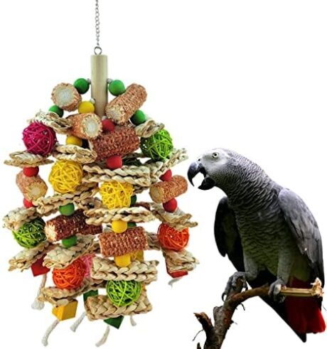 Parrot Toys, Natural Corn cob Bird chew Toys for Small and Medium-Sized Macaws, African Grey Parrots, Amazon Parrots, Medium-Sized Bird cage Toys