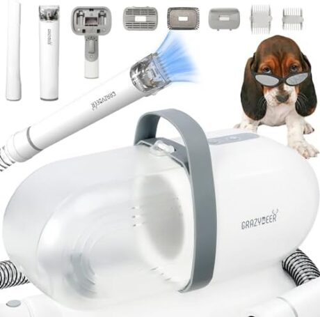 Pet Grooming Kit Dog Grooming Vacuum 3 Gears of Suction Vacuum for Shedding Pet Grooming Supplies Pet Hair Suction 99% 2L/Low Noise/with 6 Grooming Tools