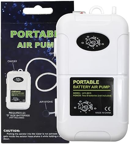 Portable Battery Air Pump for Fishing Trips, 6 Gallons Aeration Pump,Aquarium Air Pump with Air Stones, Outdoor & Outdoor use