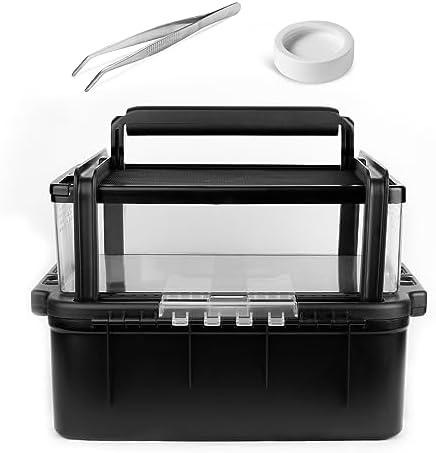 Portable Reptile Glass Terrarium Tank, Amphibians Enclosure Kits, Excellent for Small Critters and Creatures, Top Sliding Screen Ventilation Habitat Cages, Outdoor Carrier Box