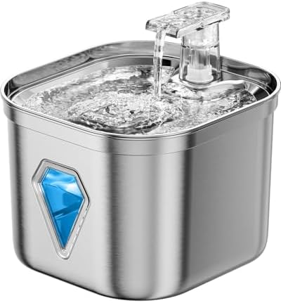 Rantizon Cat Water Fountain, 74oz/2.2L Stainless Steel Pet Water Fountain Dog Water Dispenser, Water Fountain for Cats Inside with Quiet Pump