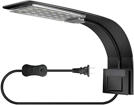 Super Slim LED Aquarium Light,10W Aquatic Plant Lighting Clip-on Lamp for Fish Tank,Blue and White LED Beads (Black)