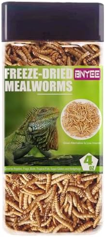 Tasty Freeze Dried Mealworms Reptile Worms Food for Turtles, Bearded Dragon, Lizard, Hamsters, Parrot, Birds, Fish, Chameleon and Hedgehogs (4 OZ)