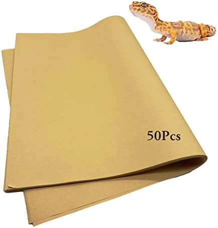Tfwadmx Reptile Mat 50Pcs 18.5''x10.6'' Disposable Kraft Paper Liner Reptile Carpet Bearded Dragon Substrate Mat Reptiles Terrarium Supplies for Gecko, Lizard, Snake, Tortoise, Chameleon