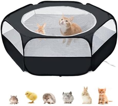 XIRGS Small Animal Playpen, Pet Playpen for Cat/Rabbit/Hamster/Guinea Pig/Bunny/Ferret/Kitten Toys Chick Brooder Box Cage Tent Pop Up Play Pen with Cover, Portable Play Yard Indoor Outdoor Waterproof