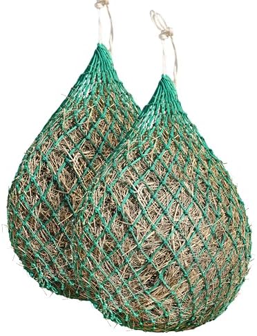 Harrison Howard Slow Feed Hay Net Horse 2 Pcs Horse Feeding Supplies Grass Green 40" Length with 2" Holes