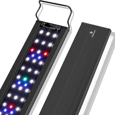 11W LED Aquarium Light, Ultra-Thin Full Spectrum Fish Tank Light for Plants with Extendable Brackets for 12"~20" Tanks, Multi Color & 10-Level Dimmable, Adjustable Timer