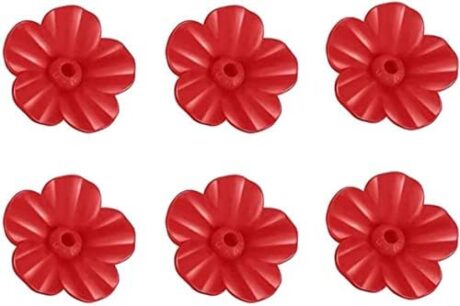 6 PCS Red Hummingbird Feeder Replacement Flowers,Plastic Decorative Flower Feeding Replacement Parts for Hummingbird Feeder Outdoors, Slices Window Hanging Bird Feeder More Birds Bird Health,One-Size