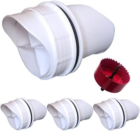 Automatic Chicken Feeder Port Rain Proof DIY Poultry Gravity Feed Kit Duck Chicken Coop Food Feeders No Waste (4 Chicken Port with Hole Saw)…