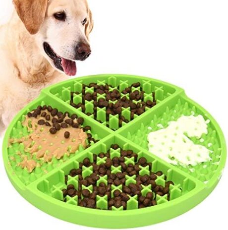 Bangp Licking Mat for Dogs and Cats,Dog Slow Feeders,Boredom Anxiety Reduction,Heavy-Duty Puzzle Mat Dog Treat Mat with Unique Quadrant Design,Perfect for Yogurt,Treats or Peanut Butter(Green)
