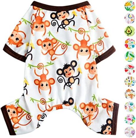 Dog Pajamas Pjs Spring Summer Dog Clothes for Small Dogs Girl - Boy - Medium Size Dogs, Soft Stretchy Puppy Clothes Doggie Onesies Cat Pet Jammies Outfit (Cute Monkey, X-Large)