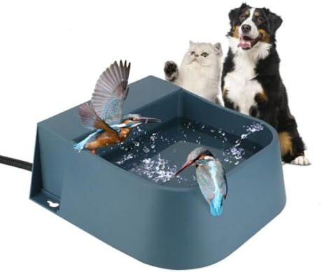 Enjoying Automatic Heated Waterer Chickens, Outside Cat Heated Water Bowl, Auto-Fill Water Dispenser Heater for Dogs Rabbits, Pet Heated Watering Trough Dish for Bird Bath, Ice-Free