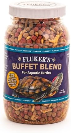 Fluker's Buffet Blend Aquatic Formula, Turtle Food with Freeze, Dried Shrimp, Mealworms, and Vitamin Enriched Pellets, 7.5 oz