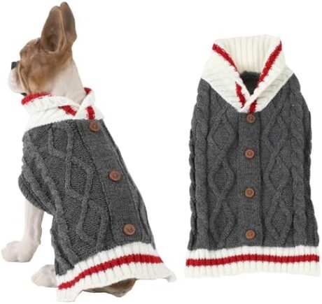 HAPEE Pet Clothes The Diamond Plaid Cat Dog Sweater,Dog Accessories,Dog Apparel,Classic Twist Button Design Style