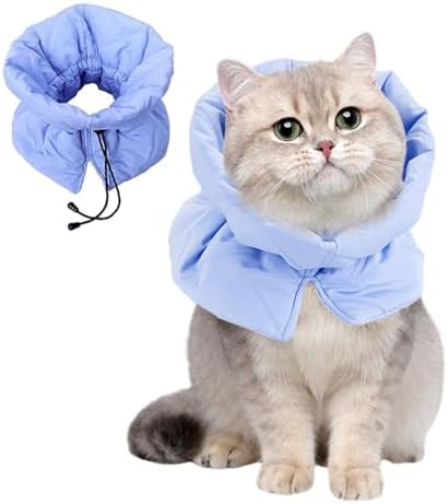 Hamiledyi Cat Recovery Collar Soft Adjustable Cat Collar After Surgery Stop Licking and Scratching Lightweight Protective Cone for Kittens Puppies (light blue)