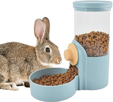 Hanging Automatic Rabbit Food Dispenser, Auto Guinea Pig Feeder for Cage 35OZ Gravity Bunny Feeder, Dog Cage & Crate Food Bowl for Rabbit Guinea Pig Hedgehog Ferret Kitty Puppy
