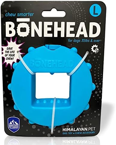 Himalayan Large Dog Chew Holder, Bonehead, Secures Chews for Dogs, Chew Smarter and Longer, Stimulate Your Dog, Holds Yak Chews with Screw-in Fastener, 1 Toy, Blue