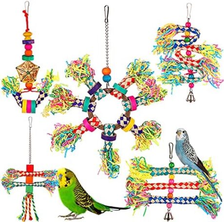 LifeIdeas 5PCS Bird Toys Bird Shredding Foraging Toys Hanging Parakeet Toys, Bird Chew Toys for Small Medium Parrots, Conures, Cockatiel, Budgies, Lovebird Parrotlet, and Bird Cage Accessories