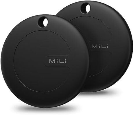 MiLi 2 Pack Bluetooth Tracker Tag for iOS, Mitag Items Finder Locator Compatible with Apple Find My Luggage Tracker, IP67 Waterproof Tracker for Dog, Key, Luggage, Suitcase, Bag, Wallet