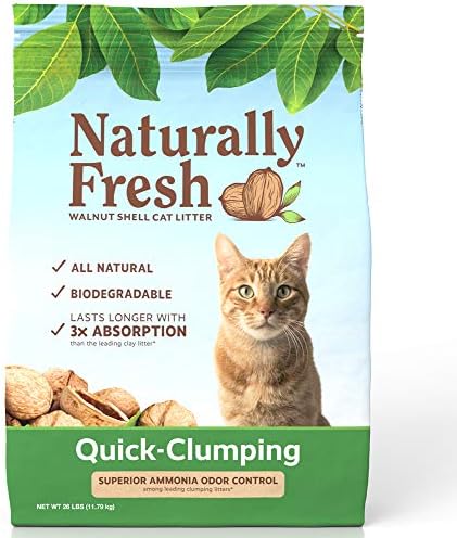 Naturally Fresh Cat Litter Made From Walnut Shells, 1-2 Cats, Unscented, Upcycled, Easy Scooping, Sustainable, 26 Lbs