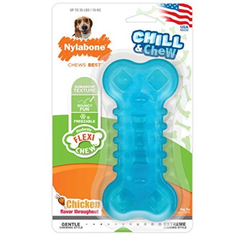 Nylabone Flexi Chill & Chew Toy for Dogs with Treat Pockets, Dog Toys for Moderate Chewers, Chicken Flavor, Medium - Up to 35 lbs, 1 Count