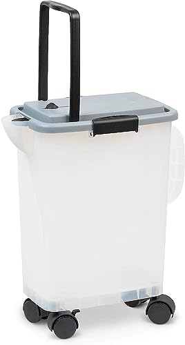 PetFusion BetterBin Portable Litter Storage Container (16.5 x 11.7 x 19) | Holds up to 25 lbs/10 Gallons, Great for Dry Dog and Cat Food | Adjustable Spout, Back & Top Handles, Heavy Duty Wheels