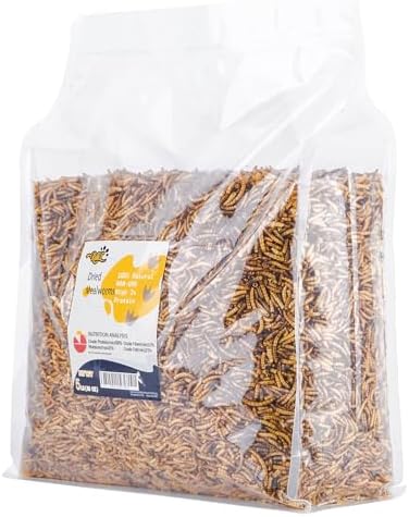 RANZ 5LBS Non-GMO Dried Mealworms for Chickens, High Protein Meal Worms, Premium Chicken Feed, Perfect Bird Food and Chicken Treats, Whole Large Mealworms for Wild Birds, Ducks, Fish