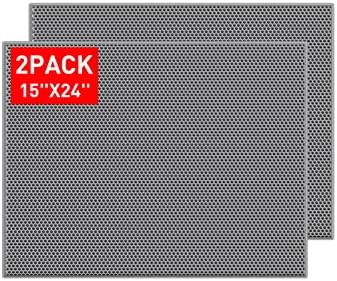 Small Cat Litter Box Mat: Easy Clean Kitty Litter Trapping Mat for Floor, Plastic Cat Box Pad (15 * 24in, grey, 2p)