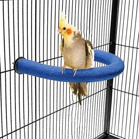 U Shape Parrot Perch Stand Toy Bird Platform Sand Paw Grinding Clean Stick Exercise Conure Budgie Cockatiel Cage Accessories (Small-Blue)