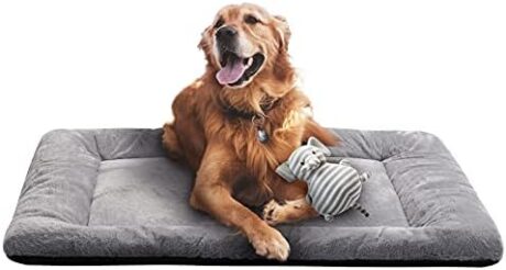VERZEY Crate Pad for Large Dogs Fit Metal,Ultra Soft Bed Washable & Anti-Slip Kennel Pad for Dogs Cozy Sleeping Mat,Gray 42inch