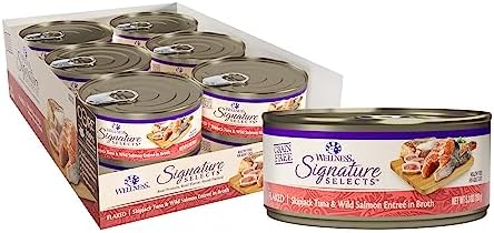 Wellness CORE Grain-Free Signature Selects Wet Cat Food, Natural Protein-Rich Recipe, Made with Real Flaked Tuna & Salmon, 5.3oz Cans (Pack of 12)