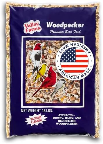 Woodpecker Mix Wild Bird Food, No Mess Bird Seed for Outdoor Feeders, W/Peanuts and Sunflower Hearts for Birds, Woodpecker Food, Attract All Bird Species (15 LBS)
