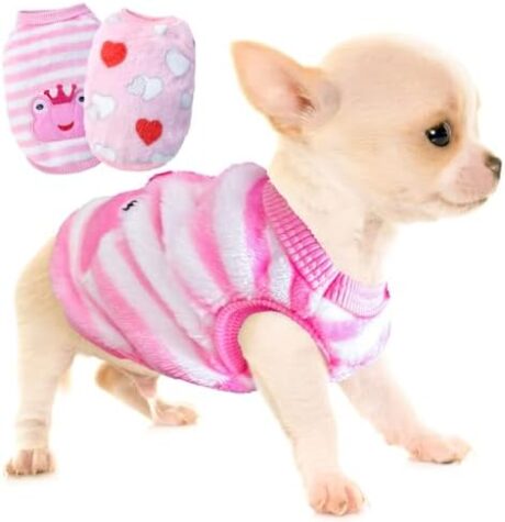 2-Piece XXS Teacup Dog Clothes - Cute Fleece Puppy Sweater for Small Dogs (XX-Small)