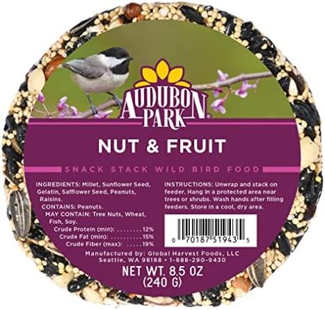 Audubon Park Nut & Fruit Snack Stack Wild Bird Food, Bird Seed Cake for Outside Feeders, 6-Pack