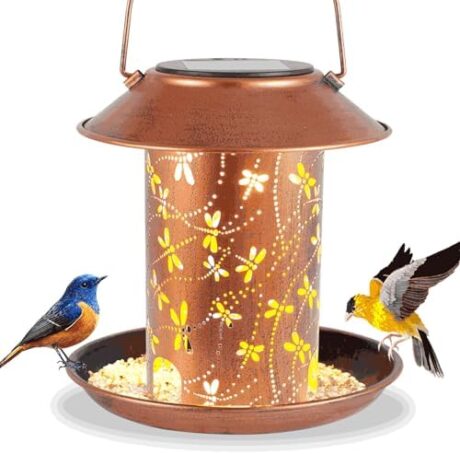 Bird Feeders for Outdoors Dragonfly Solar Lanterns Outdoor Waterproof Garden Decor Gifts for Women Mom Grandma Metal Solar Decoration Outside LED Lanterns for Yard, Patio, Lawn, Pathway, Landscape