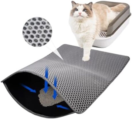 Cat Litter Mat, Double Layer Litter Box Mat, Urine & Water Proof Cat Litter Catcher Mat, (30 x 22 Inch) Large Litter Trapping Mat Washable, Scatter Control